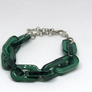 Dark Green Chain-ed On Resin Bracelet